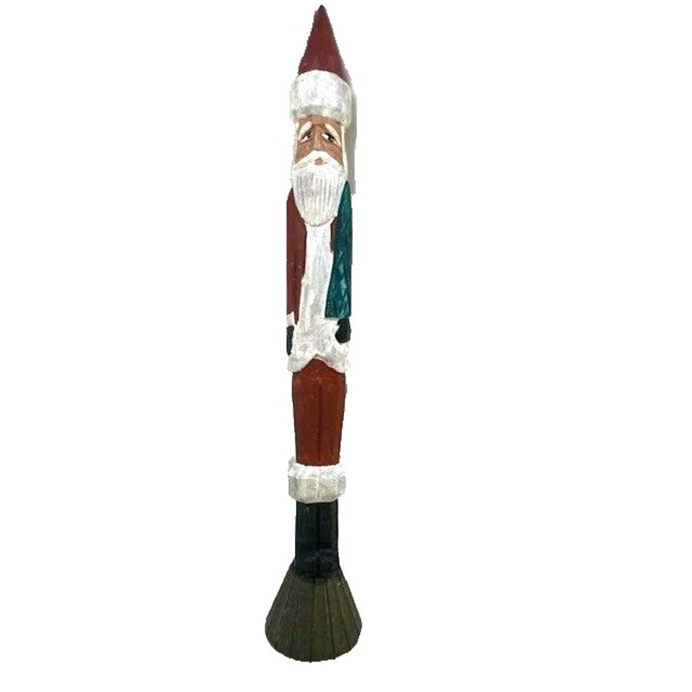 Vintage Tall Folk Art Primitive Pencil Santa Claus Wooden Figurine St Nicholas